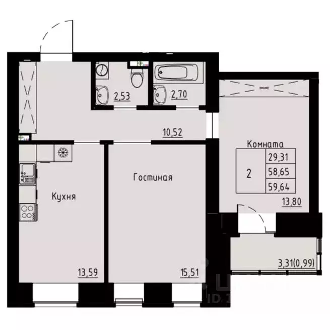 2-к кв. Красноярский край, Красноярск ул. Елены Стасовой, 82 (60.5 м) - Фото 0