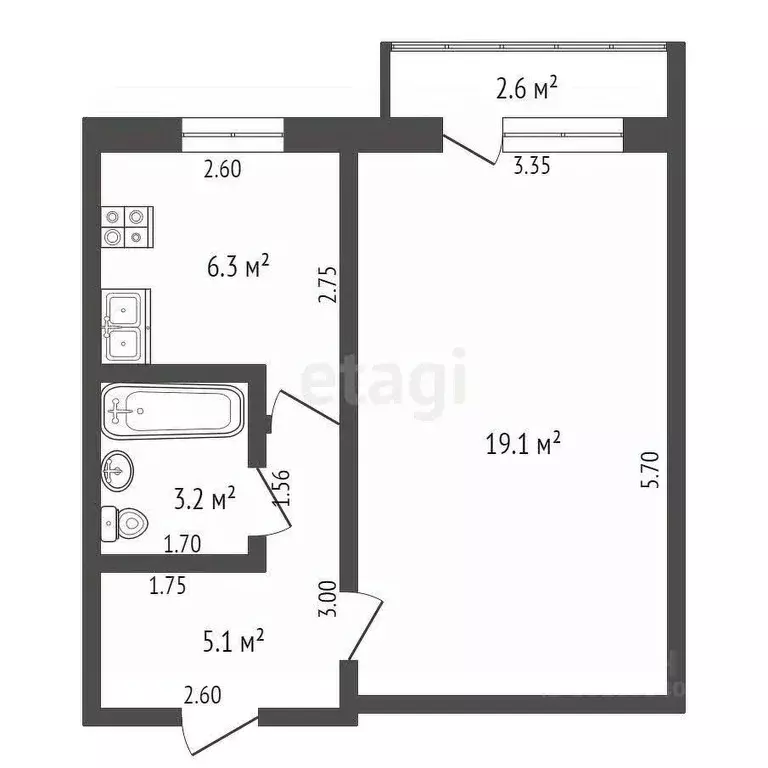 1-к кв. Саратовская область, Балашов Пригородная ул., 27 (35.4 м) - Фото 2