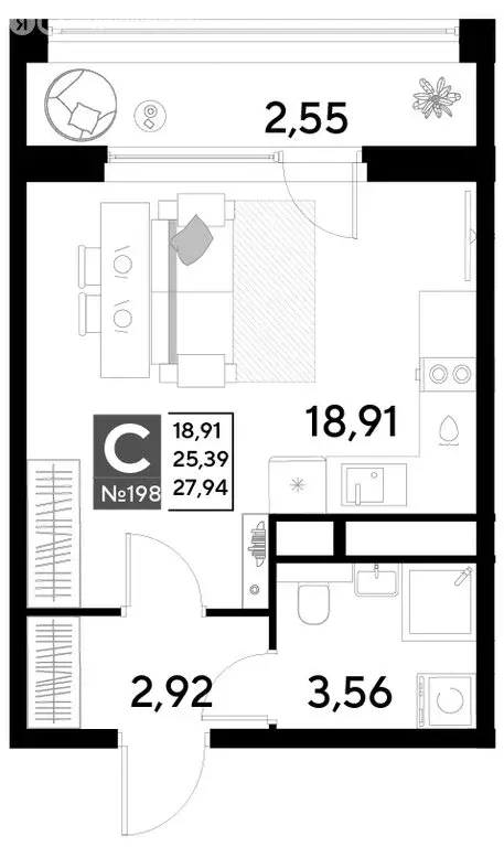 Квартира-студия: Реутов, жилой комплекс Эво, к4 (27.94 м) - Фото 0