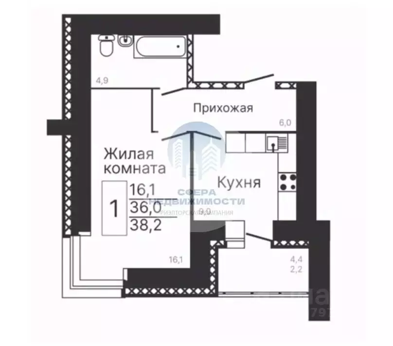 1-к кв. амурская область, благовещенск рабочая ул, 62 (38.2 м) - Фото 0