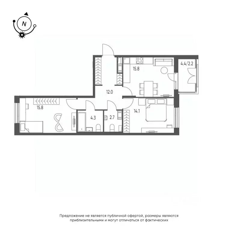 2-к кв. Омская область, Омск Зеленая река мкр, 14 (66.9 м) - Фото 0