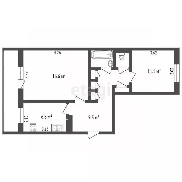 2-к кв. Вологодская область, Череповецкий район, Югское муниципальное ... - Фото 2