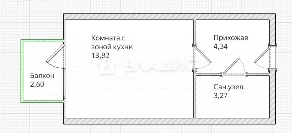 Апартаменты-студия, 24 м, 6/8 эт. - Фото 0