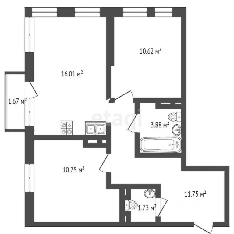 2-к кв. Тюменская область, Тюмень Харьковская ул., 76 (54.5 м) - Фото 0