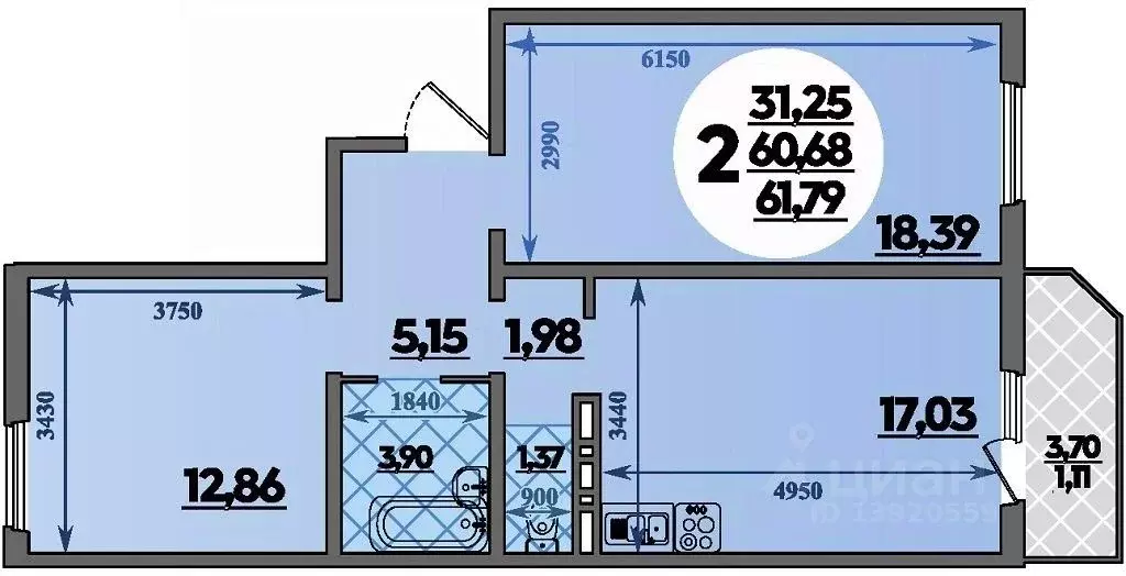 2-к кв. Краснодарский край, Краснодар пос. Березовый, ул. Имени ... - Фото 1
