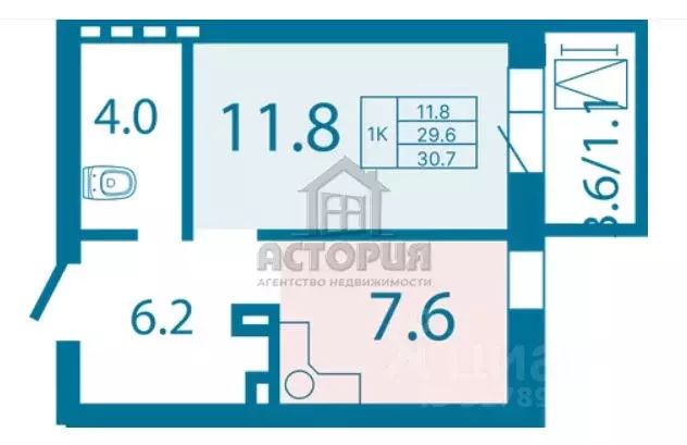 1-к кв. Красноярский край, Красноярск Ключевская ул., 67 (30.0 м) - Фото 1
