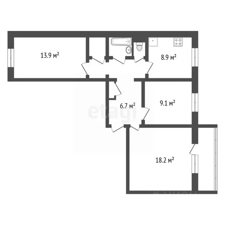 3-к кв. Красноярский край, Красноярск Взлетная ул., 10 (66.9 м) - Фото 2