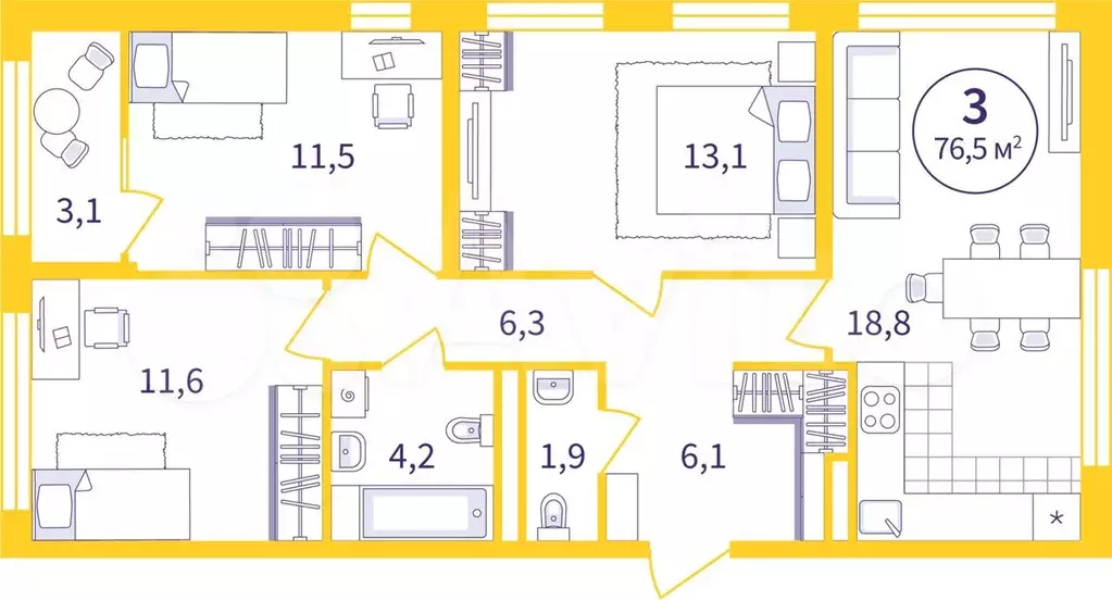 3-к. квартира, 75 м, 2/8 эт. - Фото 0