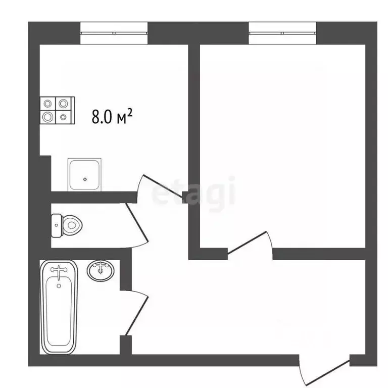 1-к кв. Ямало-Ненецкий АО, Ноябрьск ул. 40 лет Победы, 7 (30.4 м) - Фото 1