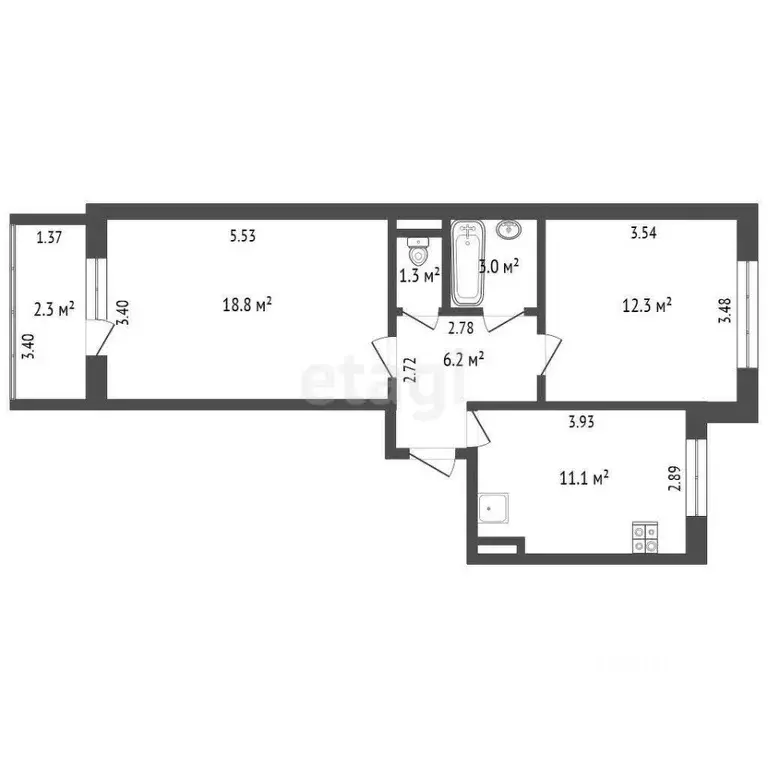 2-к кв. Ростовская область, Батайск ул. Воровского, 61 (52.7 м) - Фото 1