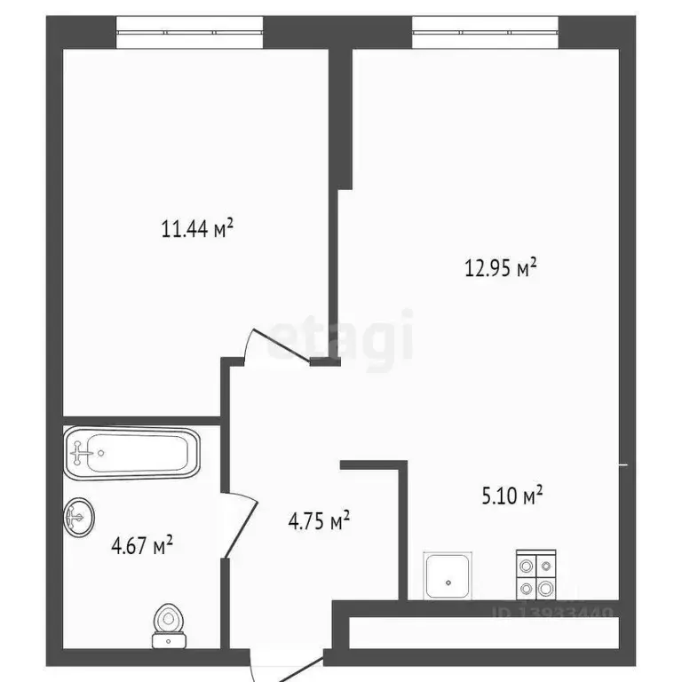 1-к кв. Тюменская область, Тюмень Харьковская ул., 72А (38.91 м) - Фото 0