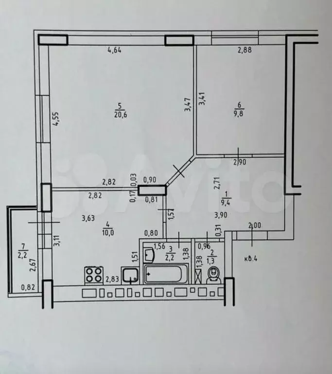 2-к. квартира, 54 м, 1/10 эт. - Фото 0