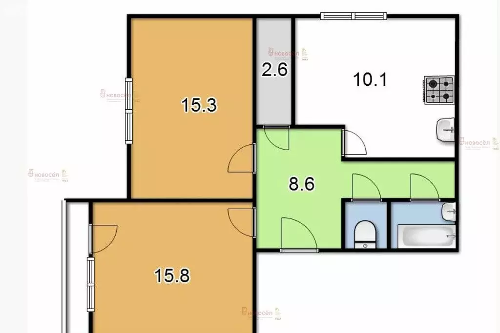 2-комнатная квартира: Екатеринбург, Латвийская улица, 56 (48 м) - Фото 0