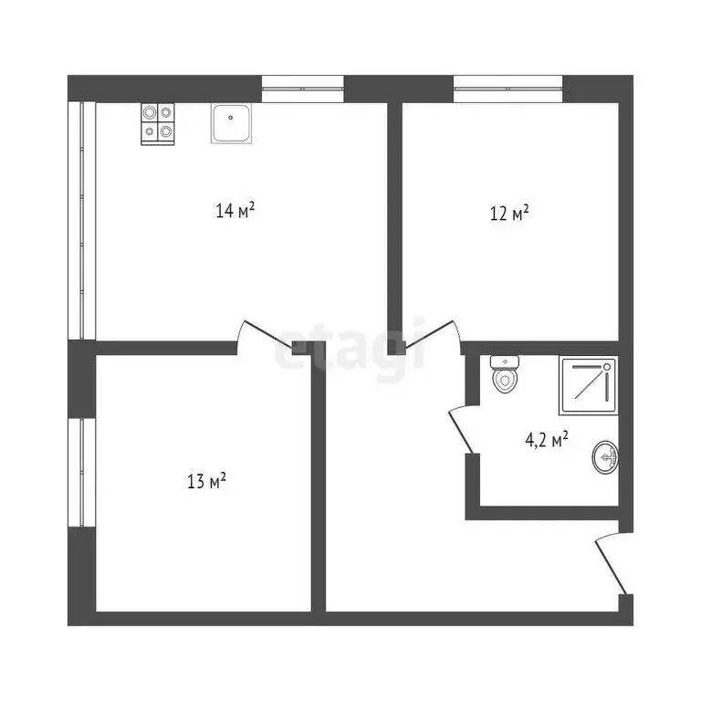 2-комнатная квартира: Омск, бульвар М.М. Кузьмина, 15 (51.5 м) - Фото 0