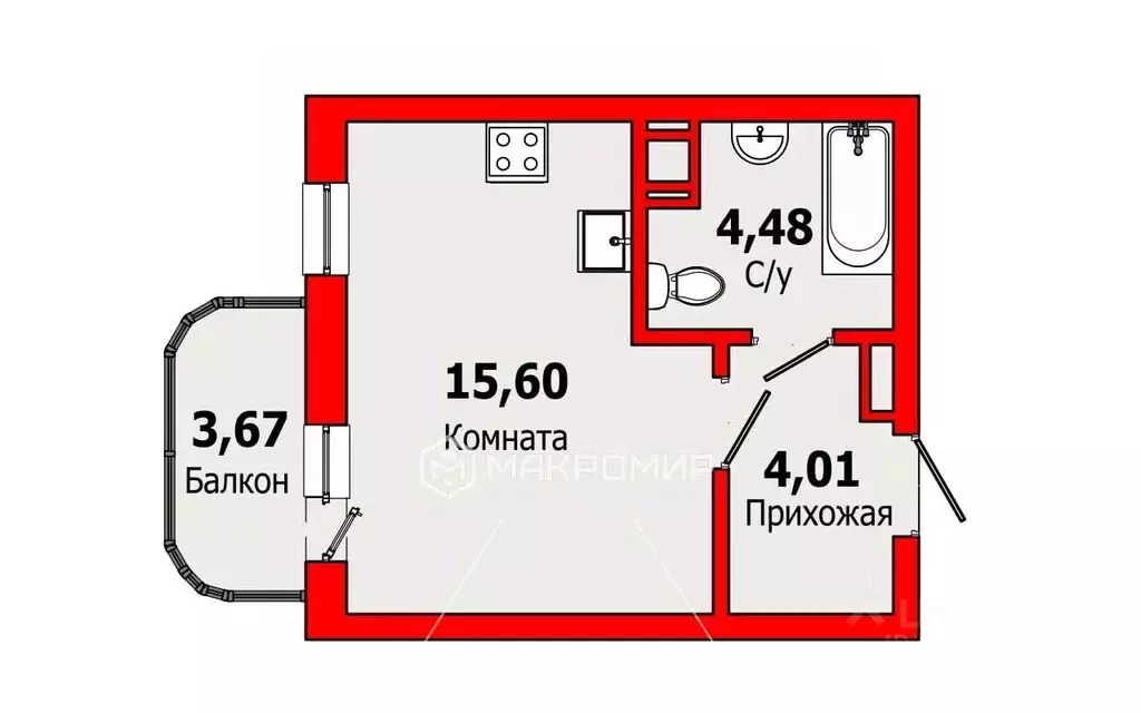 Студия Ленинградская область, Всеволожский район, пос. Бугры ул. ... - Фото 2