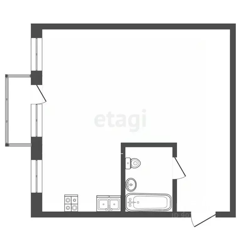 Студия Кемеровская область, Междуреченск ул. Космонавтов, 14 (44.1 м) - Фото 1