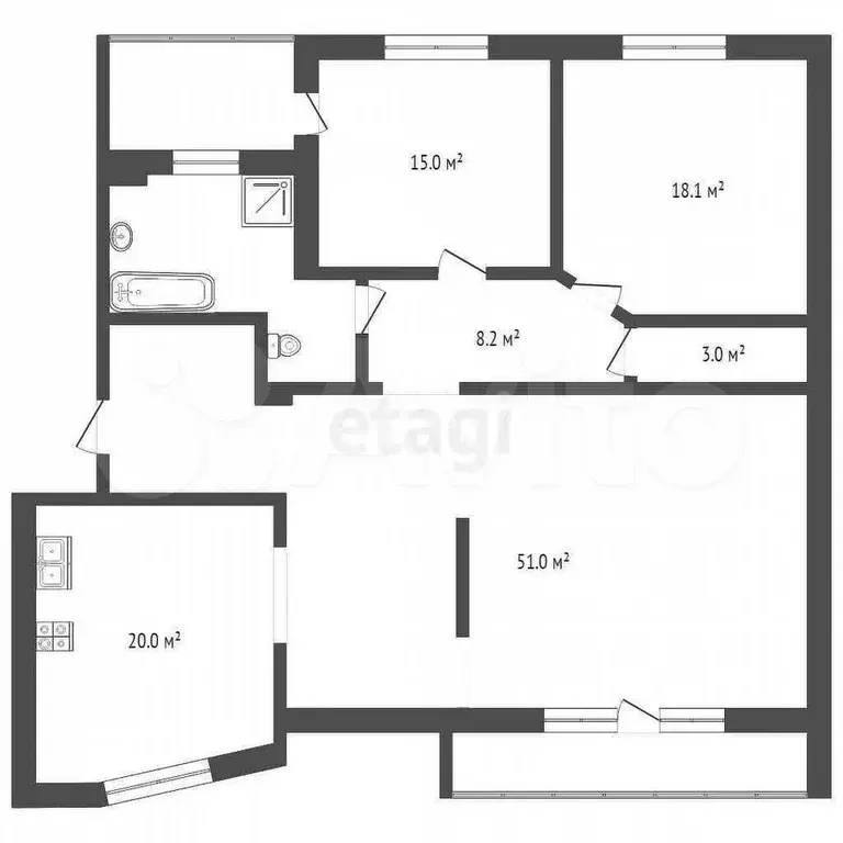 3-к. квартира, 133,1 м, 8/9 эт. - Фото 0