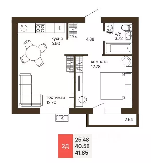 2-к кв. Пензенская область, Пенза Памятник Победы мкр,  (41.85 м) - Фото 1