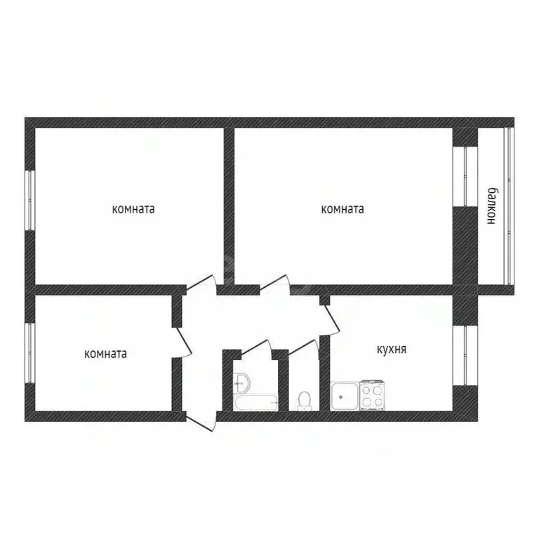 3-к кв. Курганская область, Курган Сибирская ул., 19 (64.5 м) - Фото 2