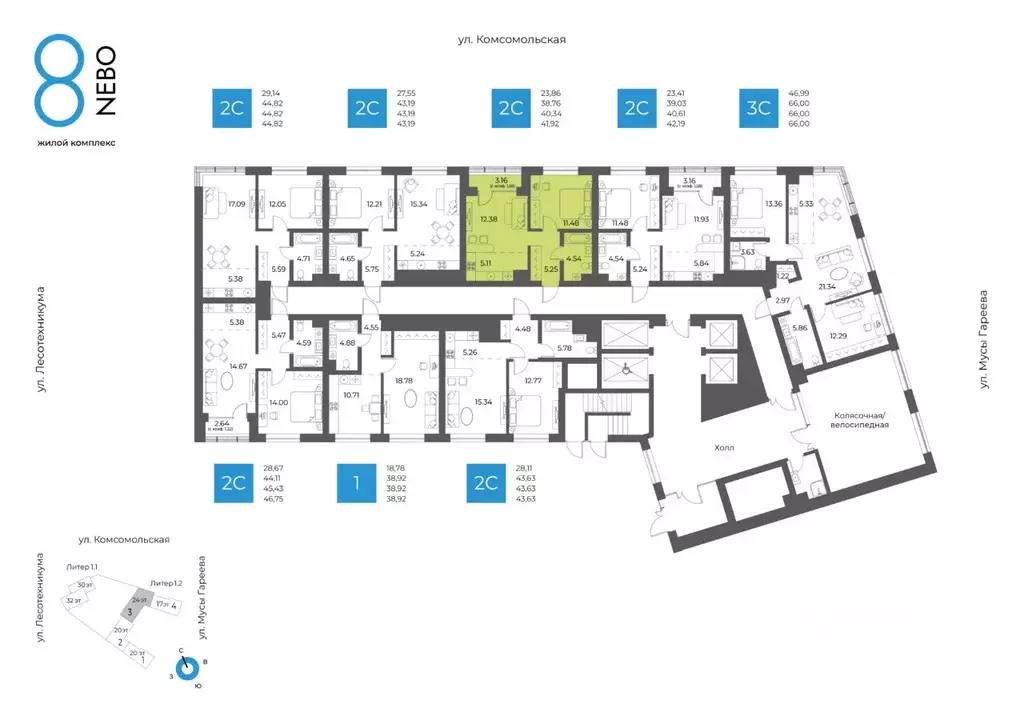2-к кв. Башкортостан, Уфа Глумилино-1 мкр, 8-е Небо жилой комплекс ... - Фото 2