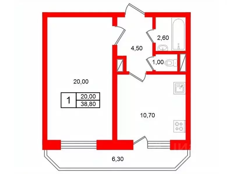 1-к кв. Санкт-Петербург Мебельная ул., 45к2 (38.8 м) - Фото 1