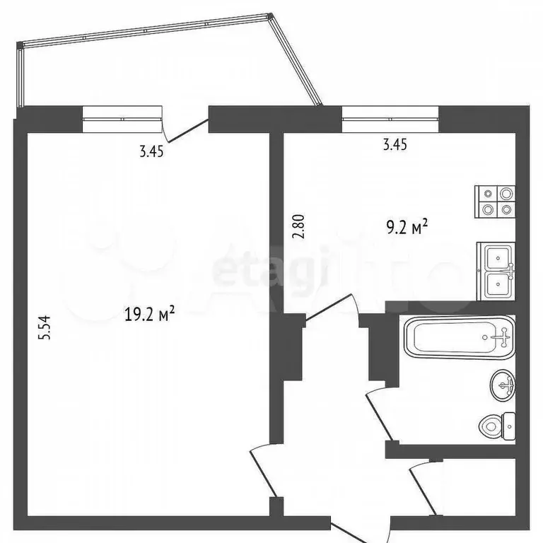 1-к. квартира, 37,1 м, 7/9 эт. - Фото 0