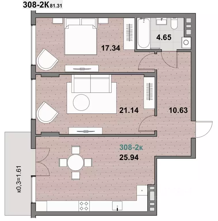 2-к кв. Калининградская область, Зеленоградск ул. Гагарина (81.31 м) - Фото 1