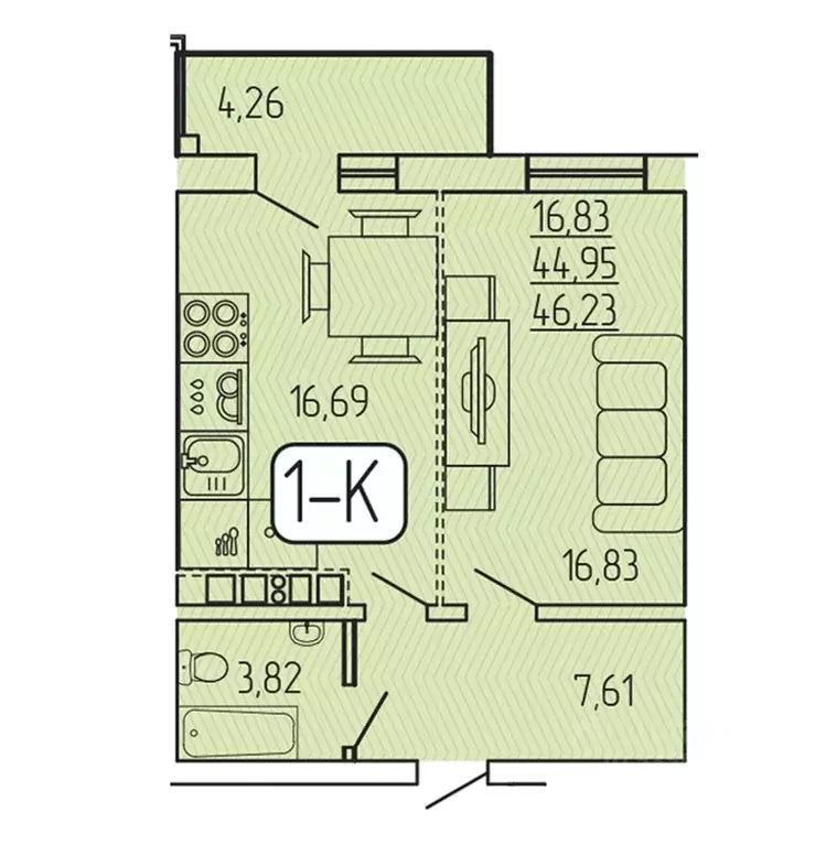 1-к кв. Бурятия, Улан-Удэ 140Б мкр,  (46.23 м) - Фото 1