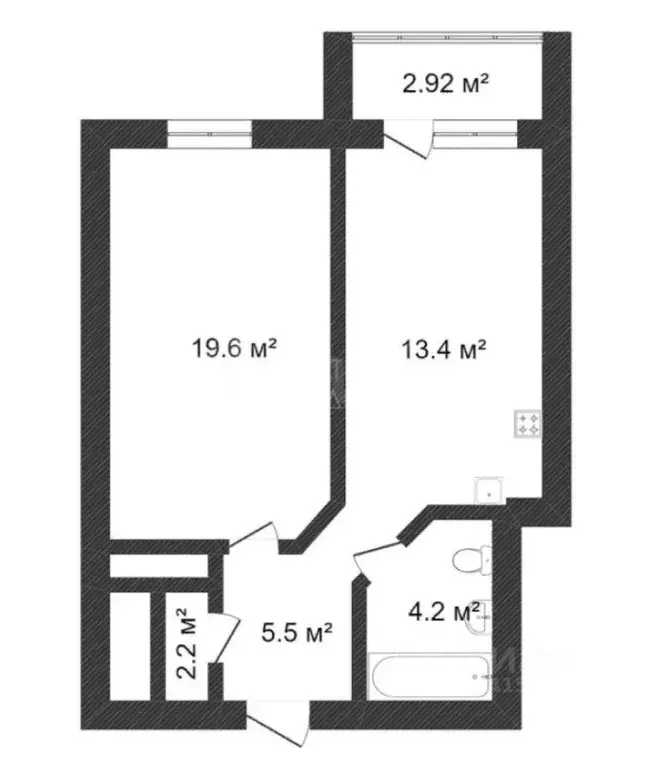 1-к кв. Тюменская область, Тюмень Червишевский тракт, 58 (45.0 м) - Фото 1