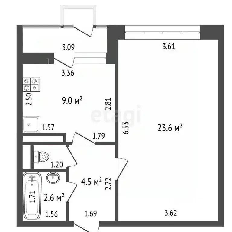 1-к кв. Москва Флотская ул., 68к1 (41.2 м) - Фото 2