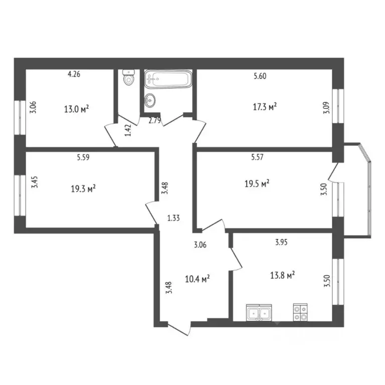 4-к кв. Тюменская область, Тюмень ул. Московский Тракт, 163 (106.0 м) - Фото 2