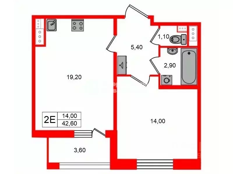 1-к кв. Санкт-Петербург Парашютная ул., 71к2 (42.6 м) - Фото 2