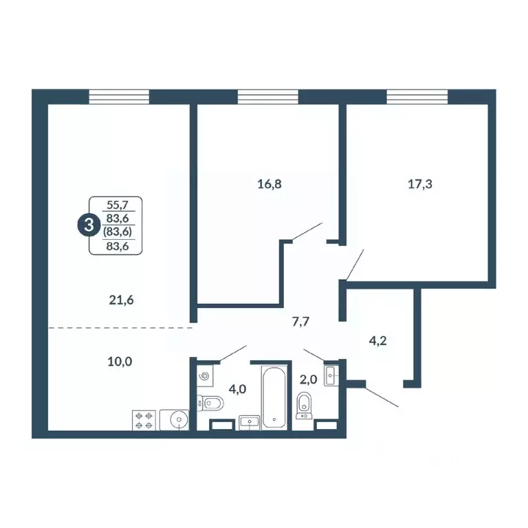 3-к кв. Кировская область, Киров Скандинавия жилой комплекс (83.6 м) - Фото 1