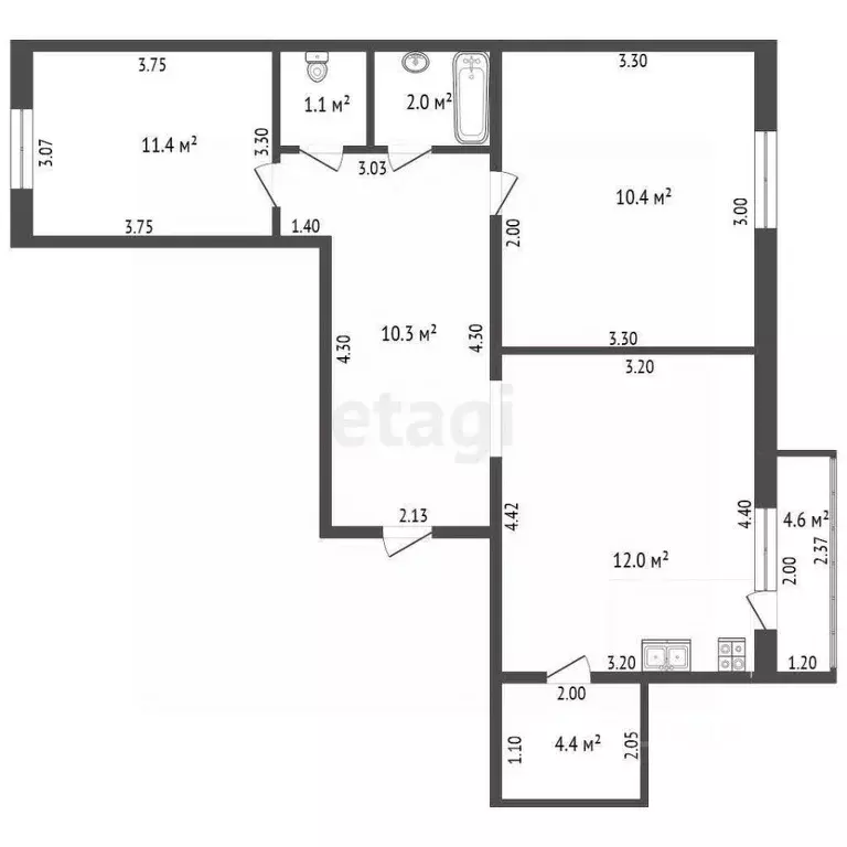 2-к кв. Башкортостан, Стерлитамакский район, Отрадовский сельсовет, с. ... - Фото 1