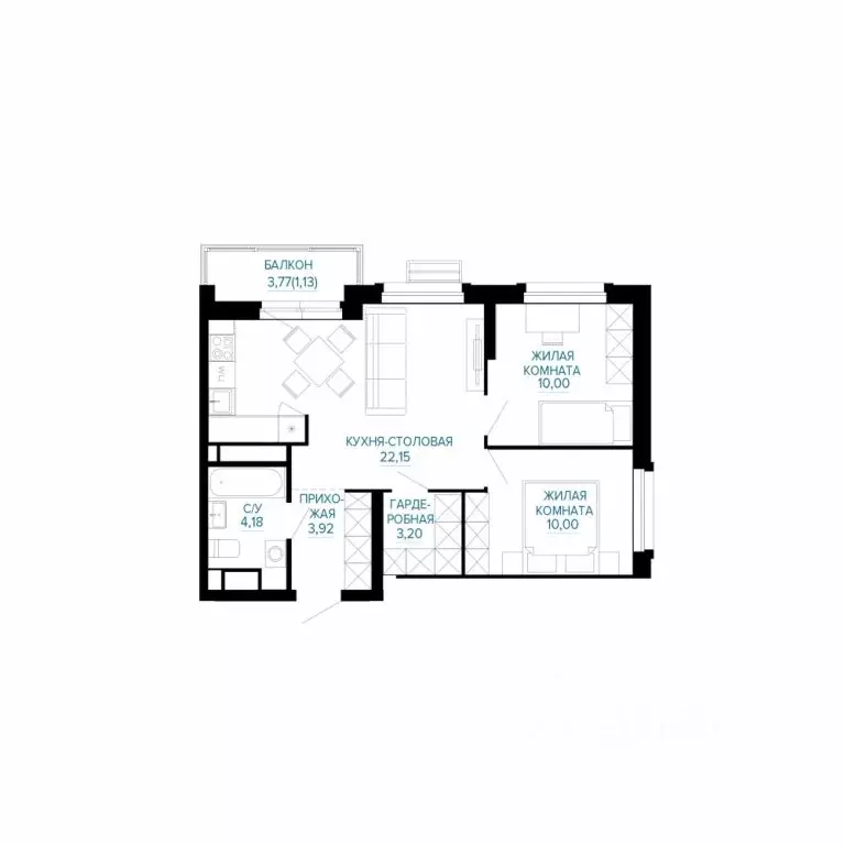 2-к кв. Свердловская область, Екатеринбург Эльмаш жилрайон, Доминанта ... - Фото 1