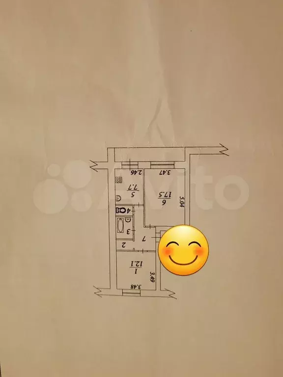 2-к. квартира, 48,3 м, 1/5 эт. - Фото 0