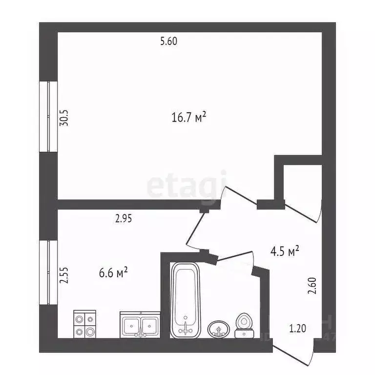 1-к кв. Крым, Симферополь ул. Ростовская (30.9 м) - Фото 1