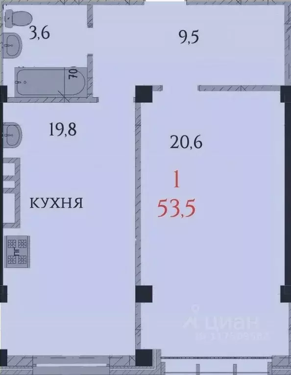 1-к кв. Ставропольский край, Ессентуки  (53.5 м) - Фото 1