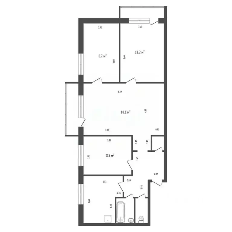 4-к кв. Красноярский край, Красноярск ул. 60 лет Октября, 57 (70.0 м) - Фото 2