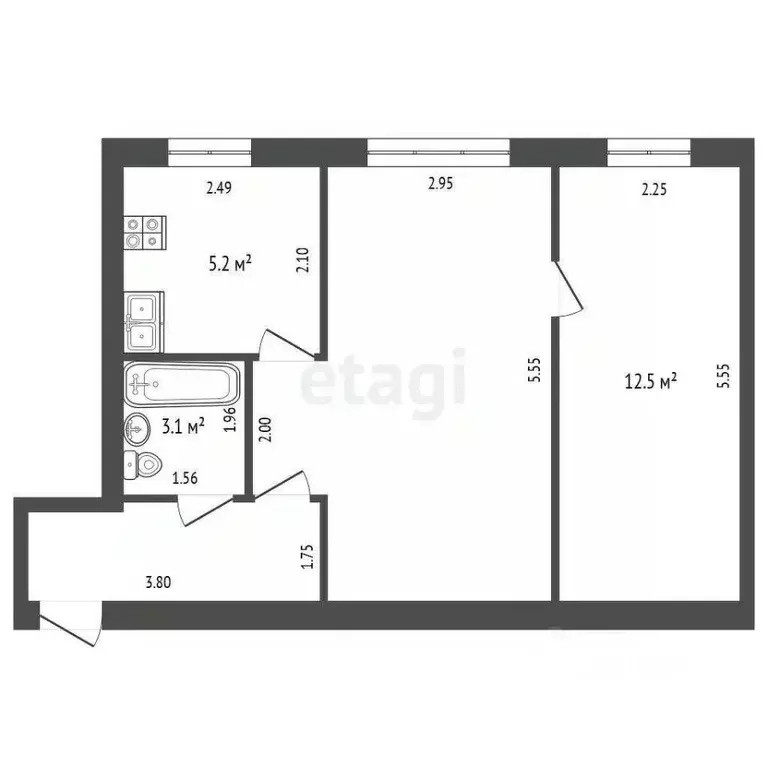 2-к кв. Кемеровская область, Анжеро-Судженск ул. Пушкина, 3 (44.0 м) - Фото 2