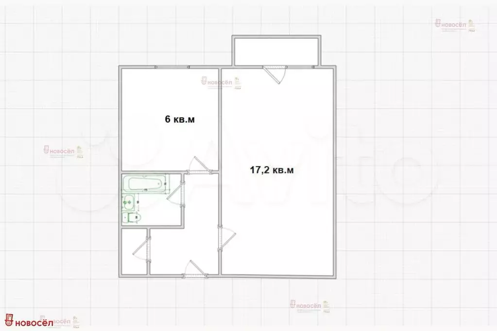 1-к. квартира, 30 м, 3/5 эт. - Фото 0
