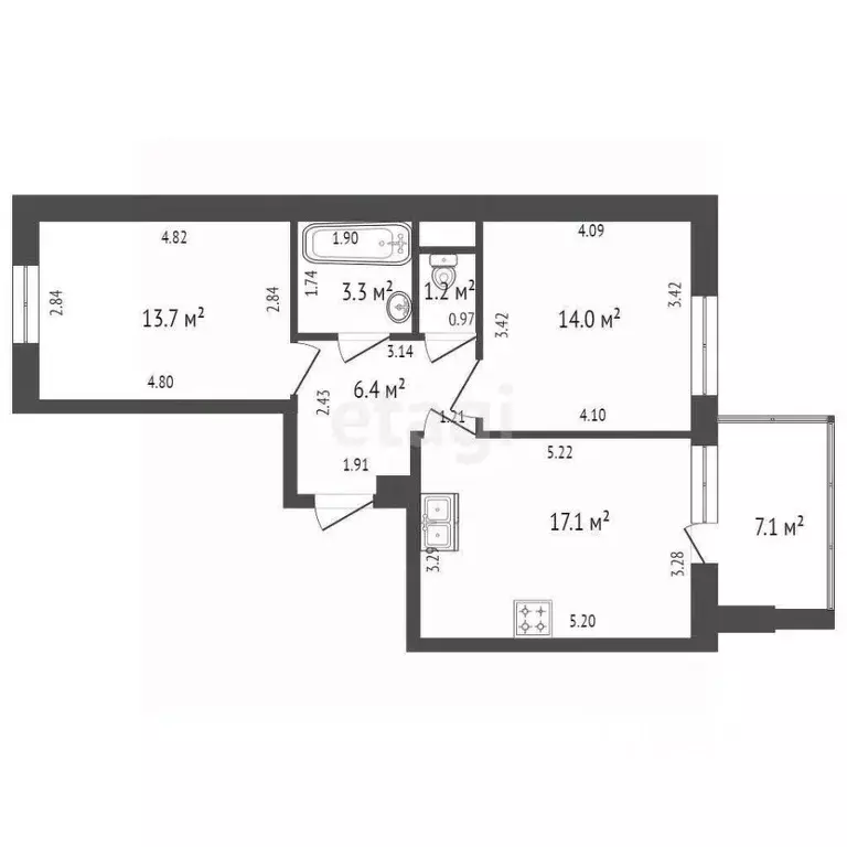 2-к кв. Санкт-Петербург Пулковское ш., 42к6 (56.0 м) - Фото 1