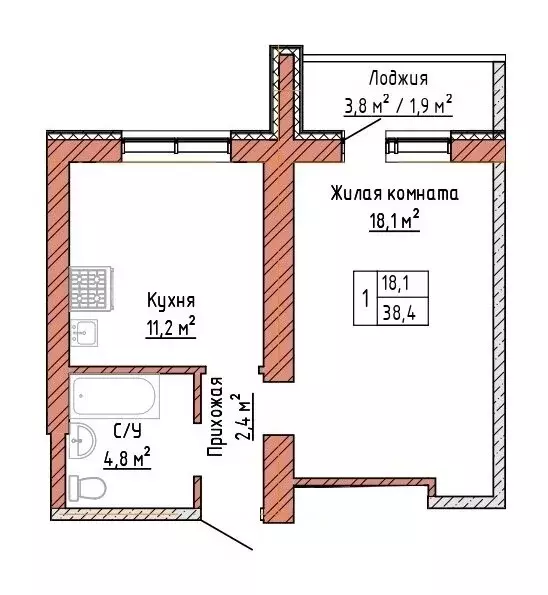 1-комнатная квартира: Самара, улица Александра Солженицына, 2 (38.4 м) - Фото 0