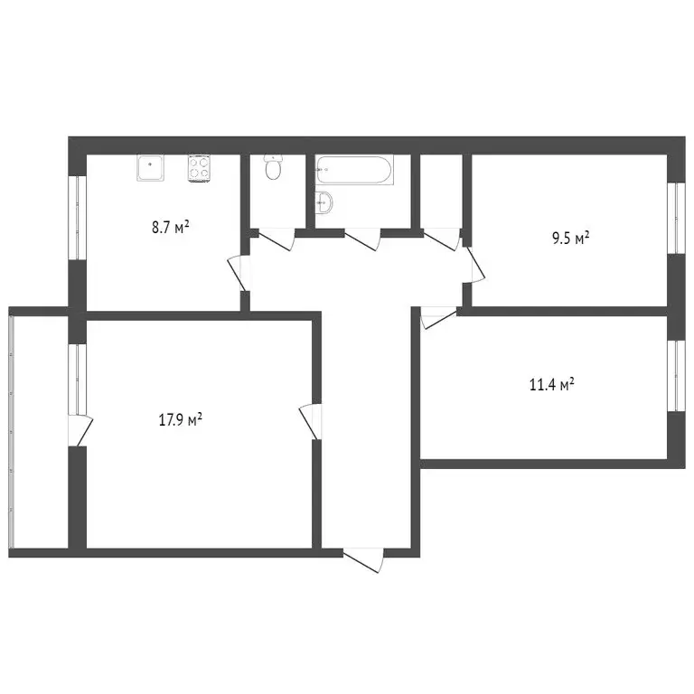 3-комнатная квартира: Тобольск, 10-й микрорайон, 2 (65 м) - Фото 0
