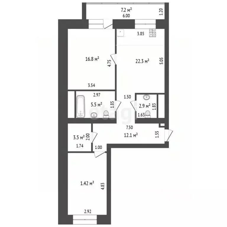2-к кв. Московская область, Дмитров Имени В.Н. Махалина мкр, 27 (77.4 ... - Фото 1