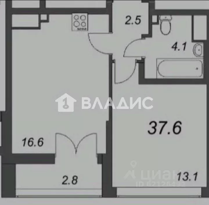 1-к кв. Санкт-Петербург ул. Дыбенко, 3 (37.6 м) - Фото 2