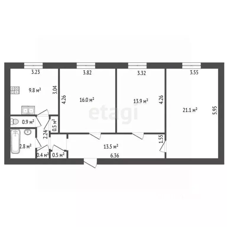 3-к кв. Санкт-Петербург Авиационная ул., 11 (79.4 м) - Фото 2