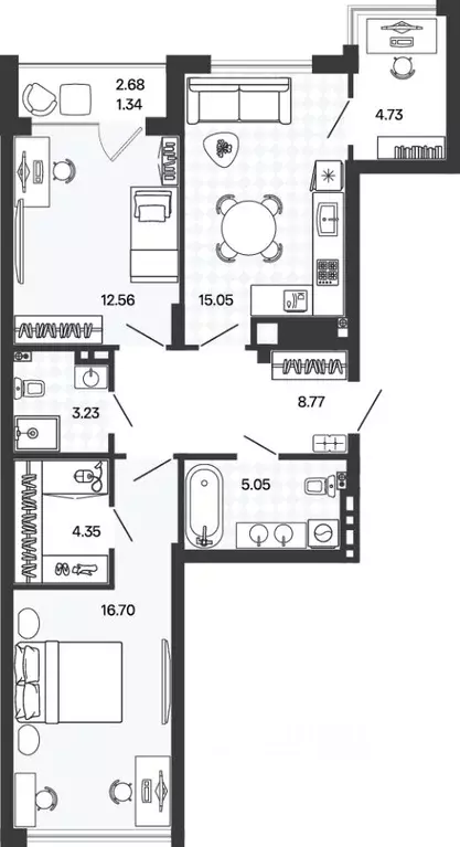 2-к кв. Калининградская область, Гурьевский муниципальный округ, пос. ... - Фото 0