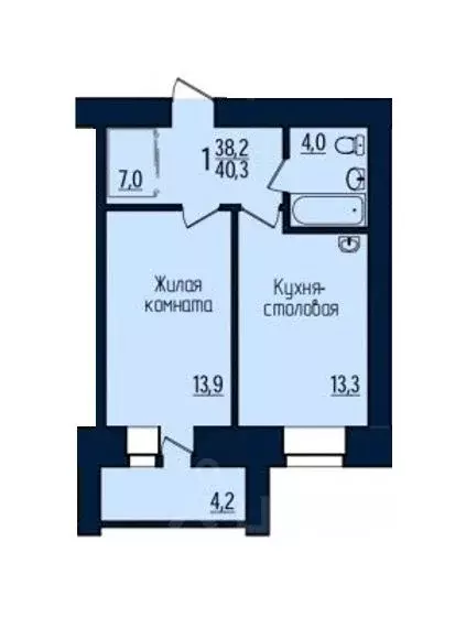 1-к кв. Амурская область, Благовещенск Северная ул., 103 (40.3 м) - Фото 1