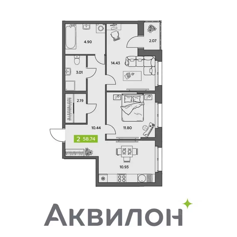 2-к кв. Архангельская область, Северодвинск Аквилон Север жилой ... - Фото 0